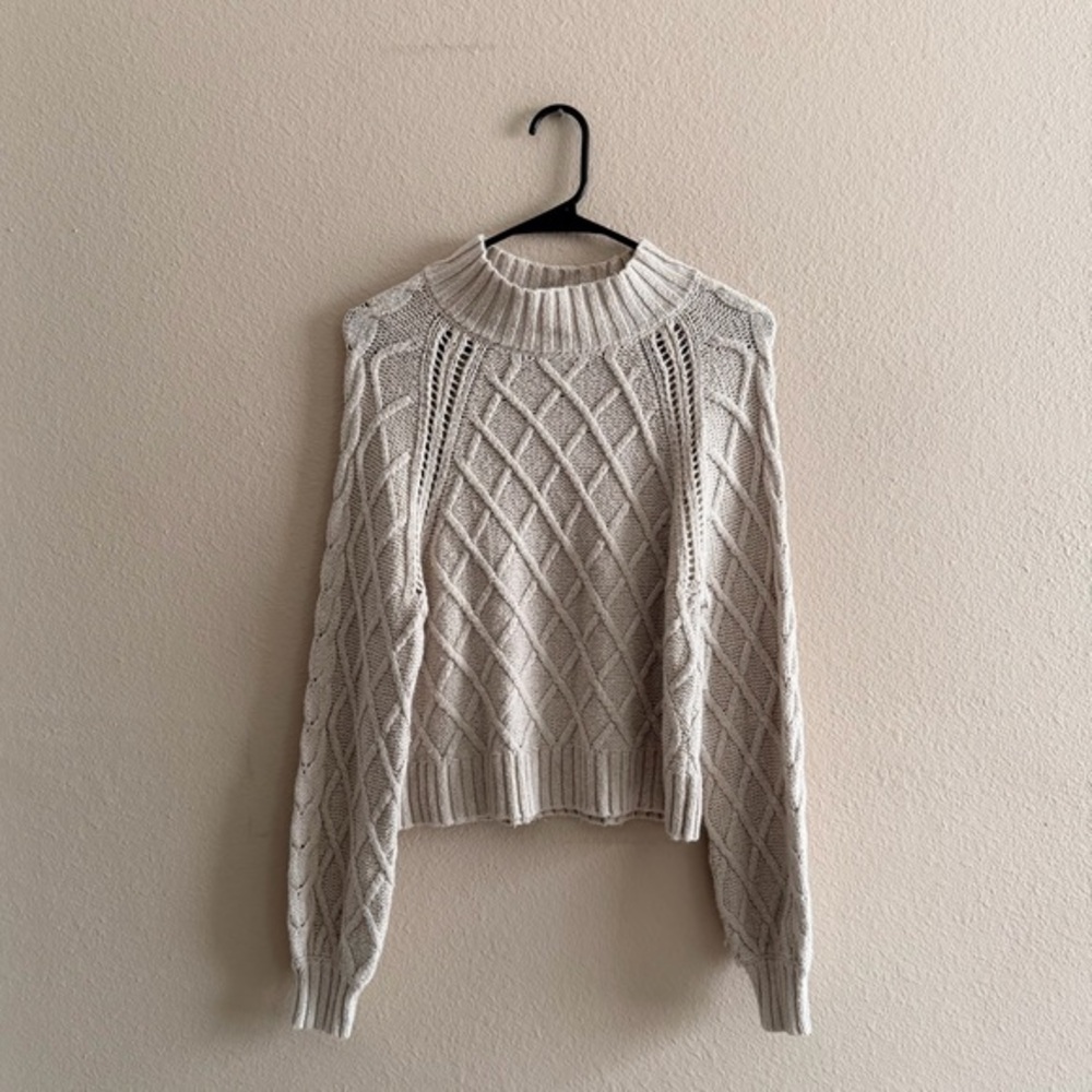 American Eagle Cable Knit Mockneck Sweater